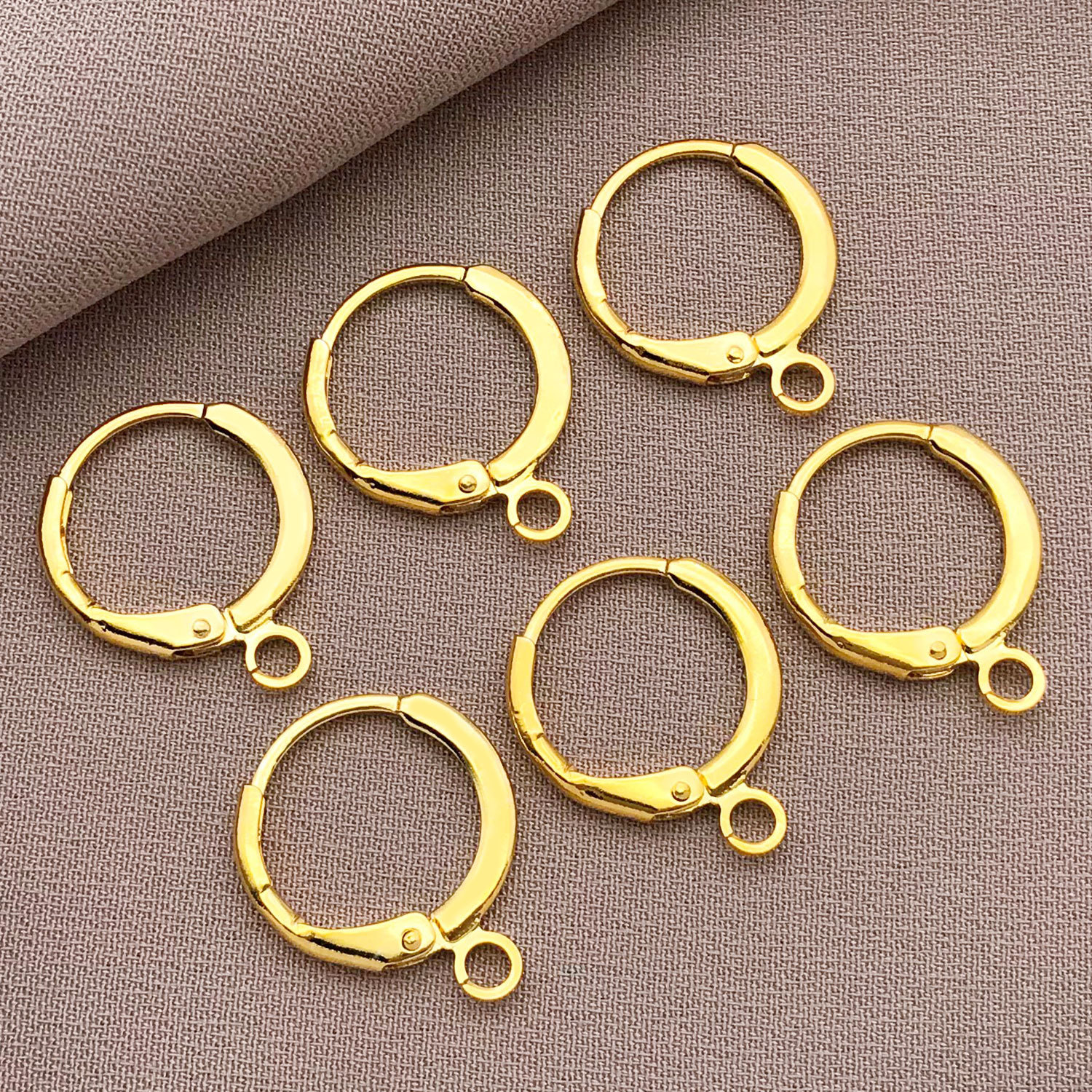 T90-13x16mm copper plated 18k real gold strong color retention French hook round…