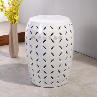 New Chinese style hollow outdoor chair bathroom Nordic ceramic stool drum stool shoe changing stool dressing stool ancient stool drum chair porcelain Pier