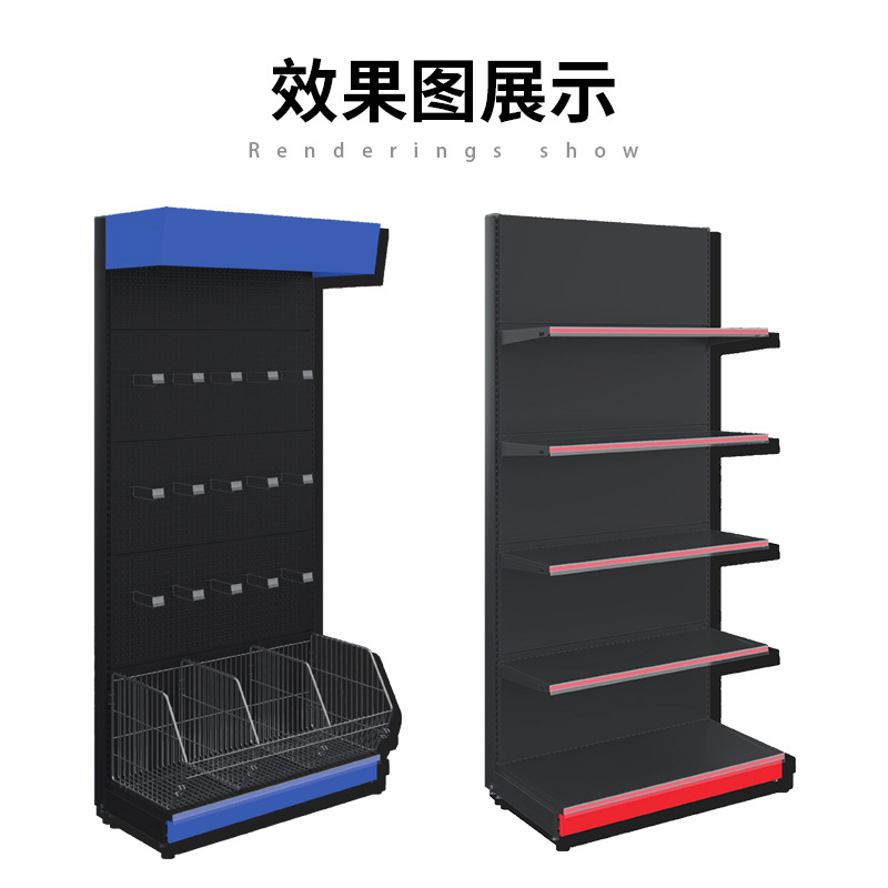 Estante de exhibición de muestra estante de promoción de supermercado estante de exhibición móvil multifuncional con gancho estante de exhibición de metal forjado