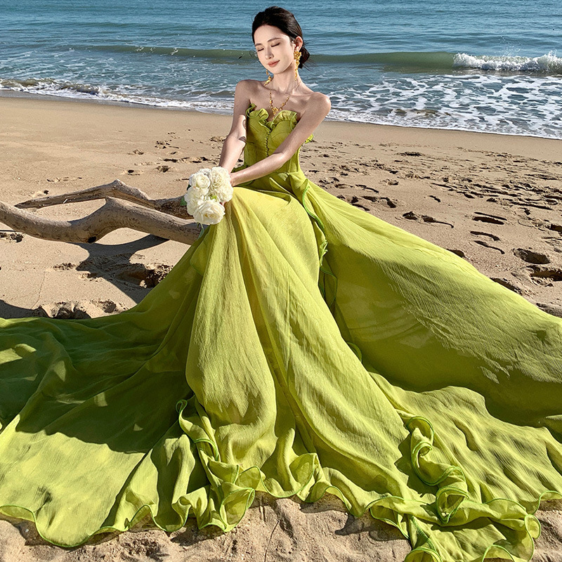 2025 High Design Sense Three-Dimensional Ruffled Tube Top dress Elegant Fairy Dress Birthday Dress Holiday Dress