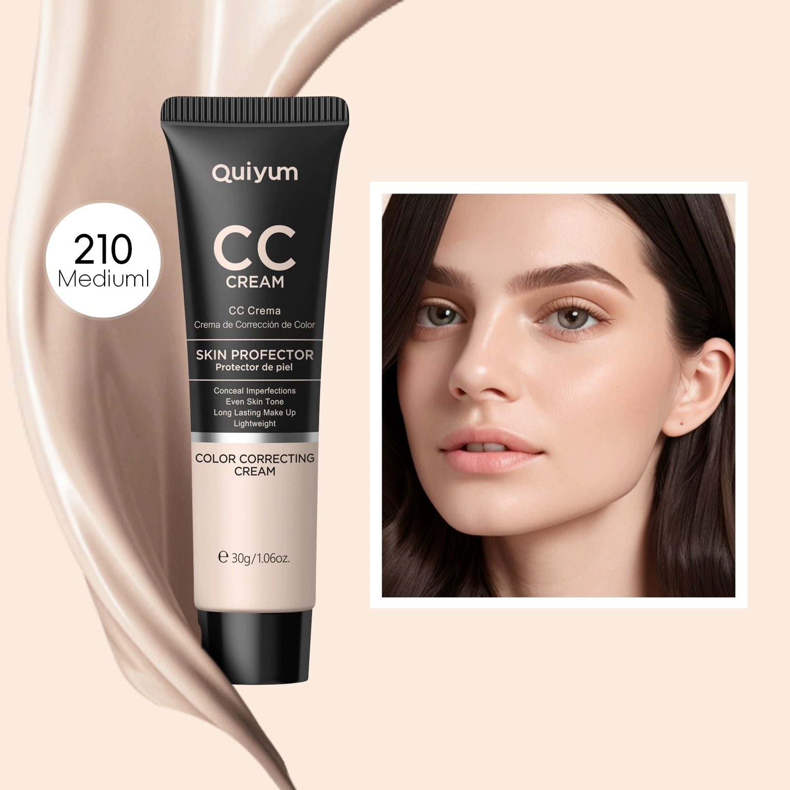 CC Cream Quiyum 30 ml, color-correcting, moisturizing, SPF15