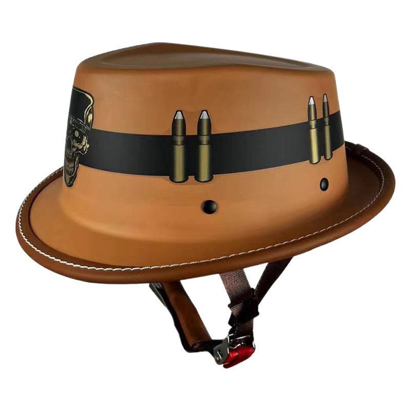 Retro medio casco bandido americano primicia casco viajes calle tiro Caballero sombrero arte casco Caballero casco fábrica entrega al por mayor