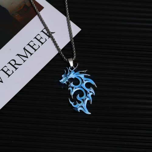 Hiphop rapper singer dance Night Glow Dragon Necklace for boy youth men Luminous Pendant, trendy Men's Dominant Fluorescent choker