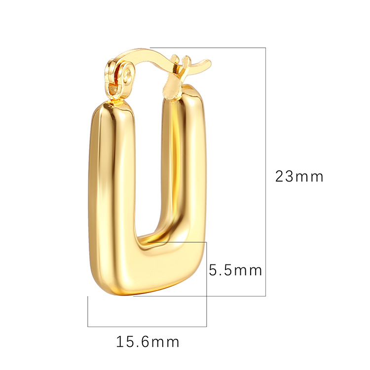 1 Paire Mode Forme En U Acier Inoxydable Placage Boucles D'oreilles display picture 2