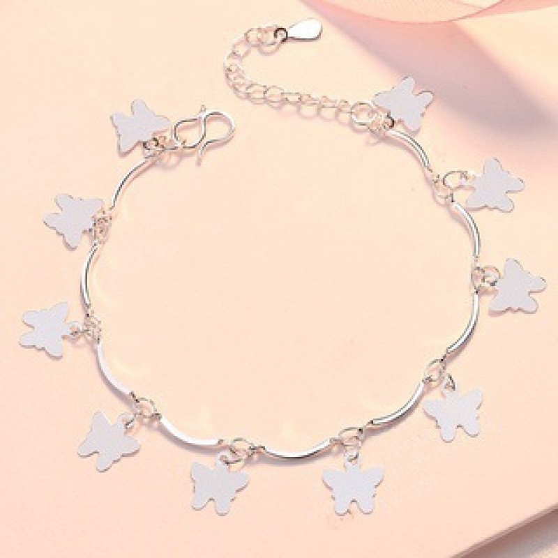 WYF107-Bamboo String Butterfly Silver Bracelet#SZ003