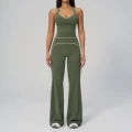 7028 vest + 7028-2 wide-leg pants - smoke green