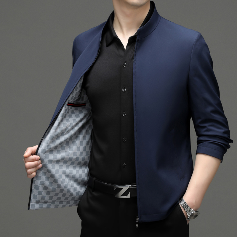 Men's Spring and Autumn New Stand Collar Jacket Men's Thin Middle-aged Jacket Men's Casual Men's Dad Jacket