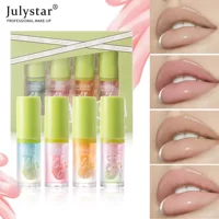 Julystar Water Light Увлажняющая кисть с большой головкой Блеск для губ Зеркало Увлажняющее масло для губ с дыней 4 комплекта Макияж Оптовая продажа