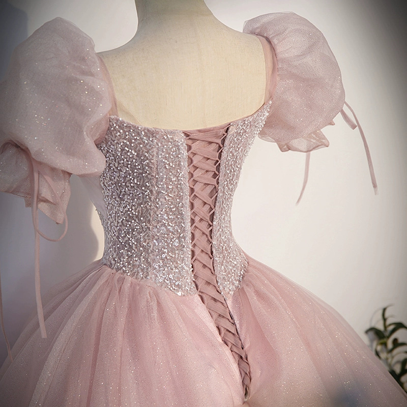 Vestido de compromiso princesa Rosa novia tostada vestido etapa rendimiento solo vestido de novia vestido de noche vestido anfitrión venta al por mayor