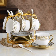 歐式咖啡杯下午茶杯套裝6杯碟家用陶瓷茶具網紅描金英式紅茶杯