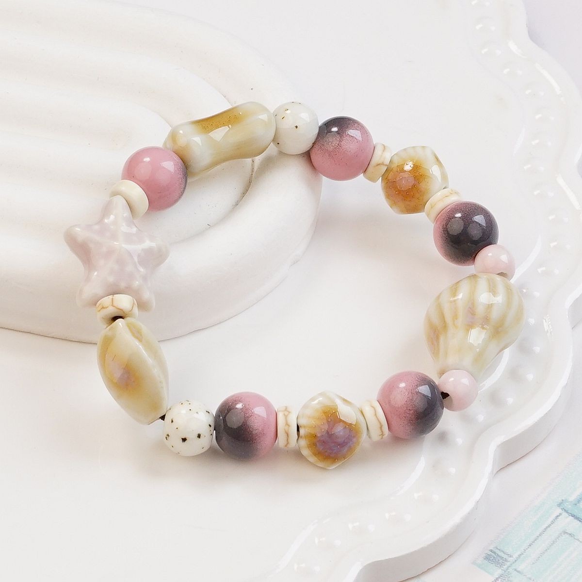 Jingdezhen pulsera de cerámica de verano mujer alta sensación galletas serie de gatos nicho diseño universal pulsera alta sensación