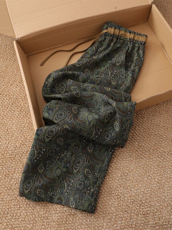 High-End Linen Tencel Paisley Casual Pants for Women, Summer Relaxed Drape Effect, Color-Blocking, Slimming Straight Wide-Leg Long Pants High-End Linen Tencel Paisley Casual Pants for Women, Summer Relaxed Drape Effect, Color-Blocking, Slimming Straight Wide-Leg Long Pants