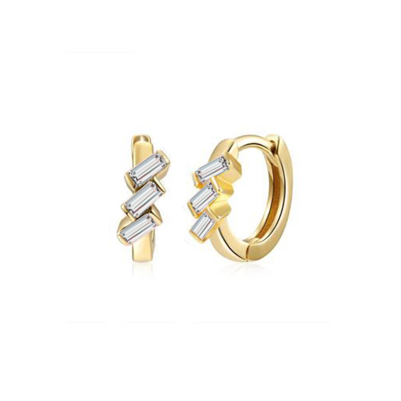 Cross-border European And American Fashion Geometric Multicolor Rectangular Zircon Copper Ear Clip display picture 2