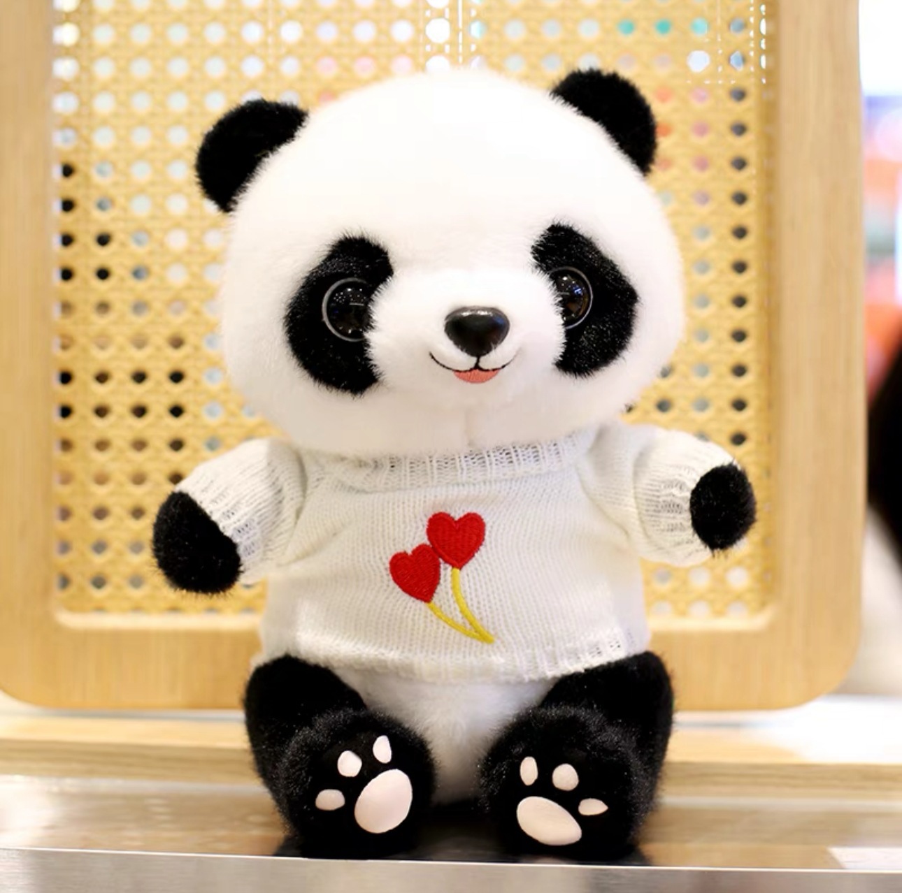 Disfraz encantador panda muñeca juguetes de peluche base panda recuerdos simulación tesoro nacional panda gigante puede agregar logotipo