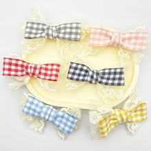 新款蕾丝花边格子蝴蝶结饰品配件DIY发夹头饰包包鞋服辅料批发