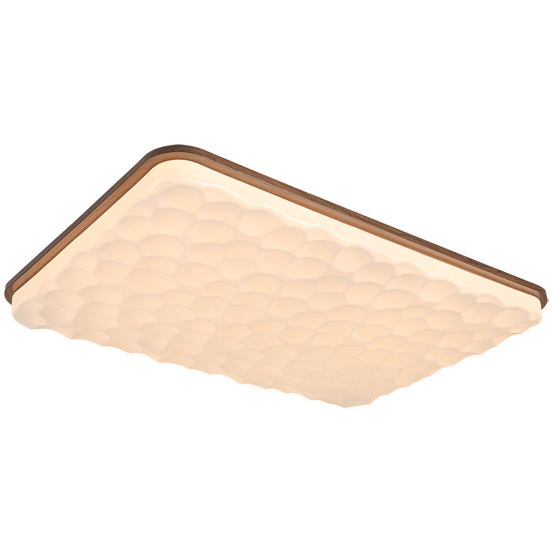 Luz de la sala de estar estilo antiguo color nuez rectangular luz principal de la sala de estar estilo japonés retro protección de ojos dormitorio luz de techo 461L