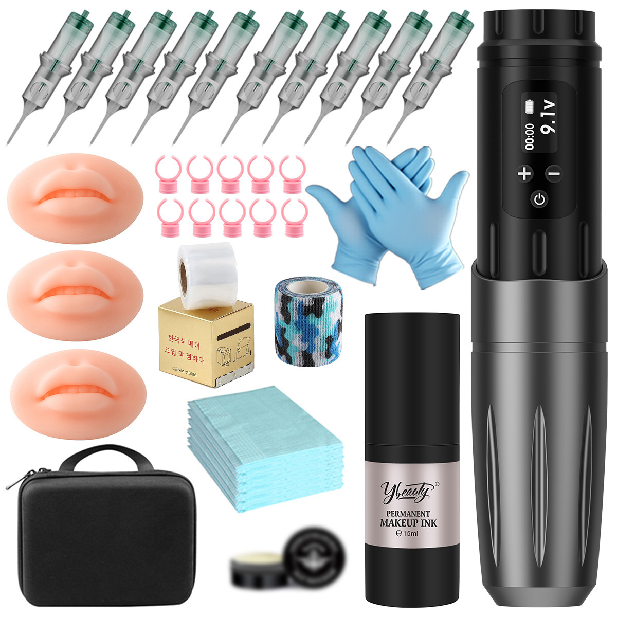 Máquina de tatuaje inalámbrica Ybeauty, con batería, para dibujar líneas y sombreado, todo en uno, modelo P3, para tatuajes de cejas.