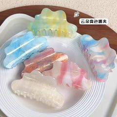 アクリル雲変色クリップ高級感小清新精緻ドーパミン馬尾クリップ個性優雅ヘアクリップ女