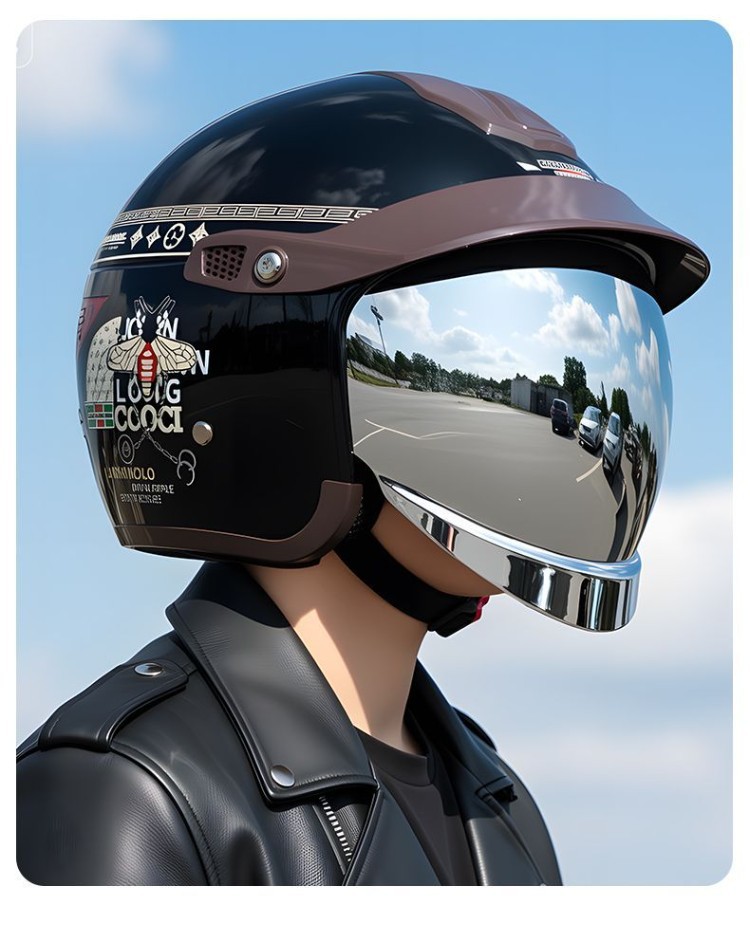 High-end silver-plated lens hidden helmet for electric scooters and motorcycles, rainproof, Class A, 3C certified, unisex