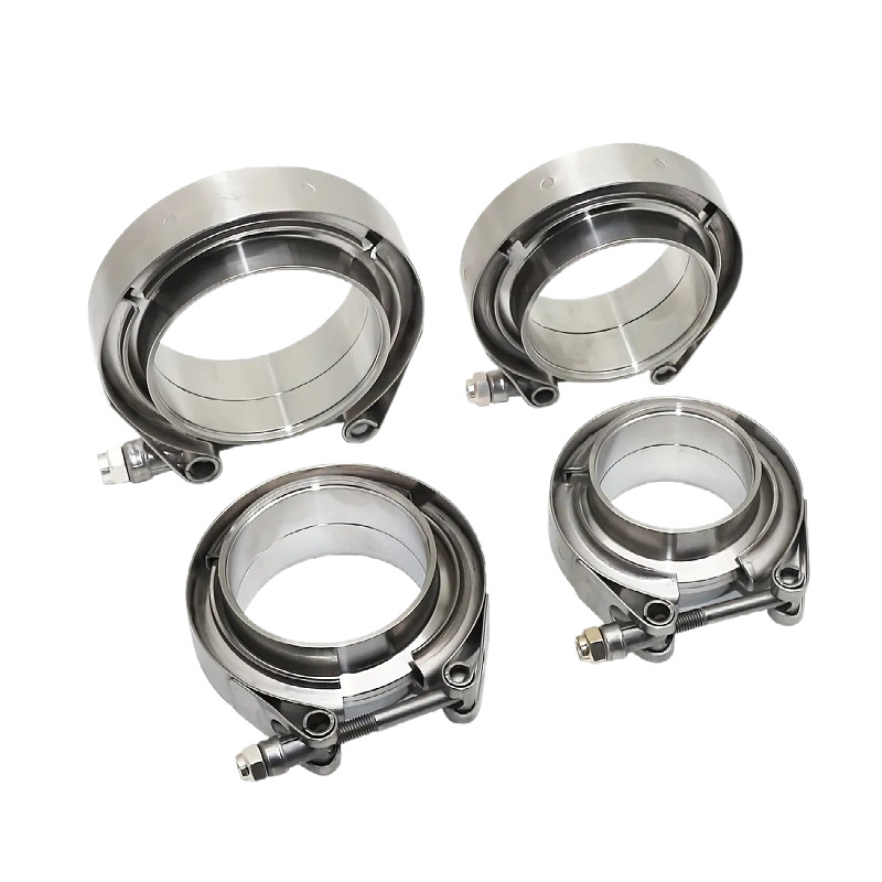 Exhaust Pipe Male and Female Flange Kit Car Modification Pipe Clamp Manufacturer In-Stock 304 Stainless Steel V-Type Clamp Hoop