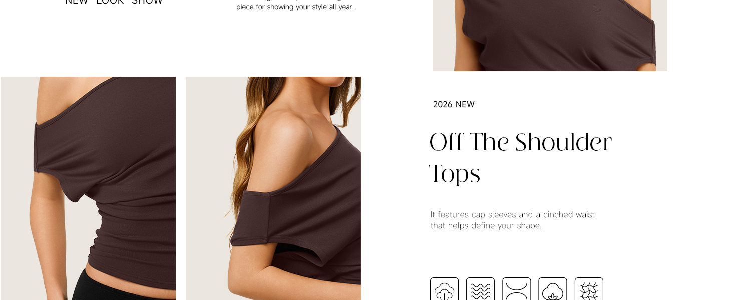 Women's Sexy Off Shoulder Asymmetrical Slim Fit Short Sleeve Top – Side Slash Neck Summer Tee_ecoleips.com