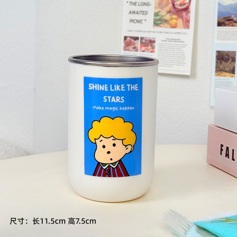 不锈钢杯子卡通漱口杯可爱双层牙刷杯304不锈钢材质情侣漱口杯|undefined