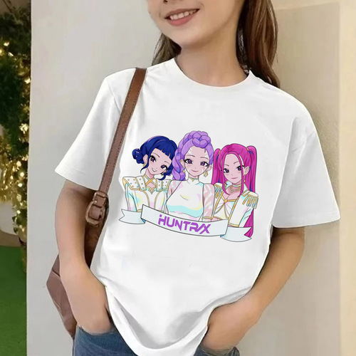 T-shirt for Kids: Summer Short Sleeve T-shirt for Girls and Boys, Relaxed Fit, Graphic Print, Movie KPop Demon Hunter