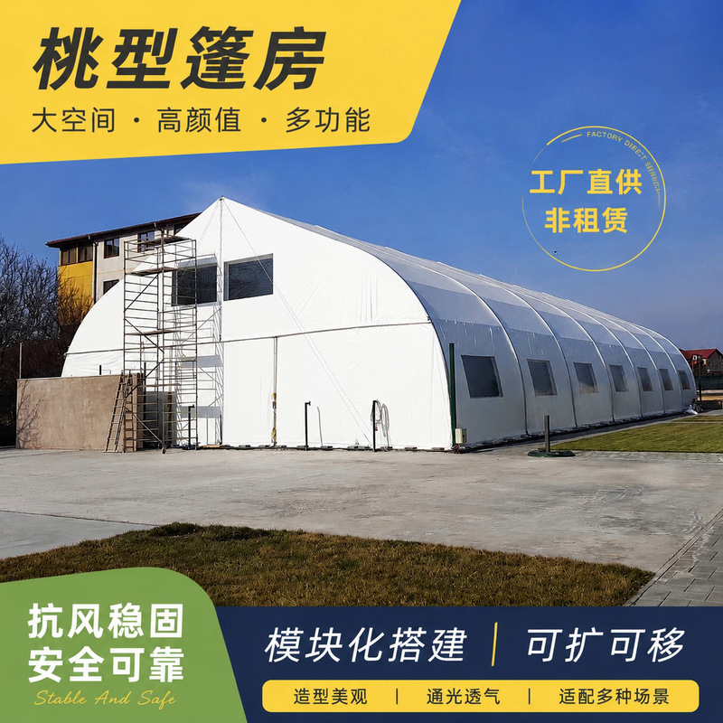 Tfs Curved Column Canopy Peach-Shaped 50m Column-Free Large-Span Exhibition Hall Warehouse-Style Mobile Assembly German Greenhouse Tfs Curved Column Canopy Peach-Shaped 50m Column-Free Large-Span Exhibition Hall Warehouse-Style Mobile Assembly German Greenhouse