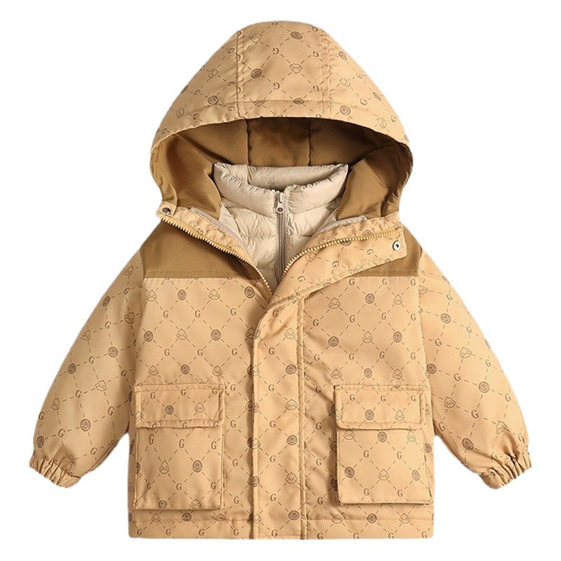 Маленькая желтая утка съемная детская куртка три в одном 2024 осенью и зимой пуховик из двух частей для мальчиков и девочек