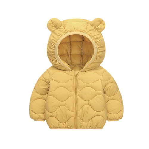 Children's thin cotton puffer jacket for autumn and winter, unisex, lightweight, single color, suitable for cross-border trade.