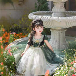 安娜生日公主裙女童春夏秋冬款发光女孩纱裙高端儿童礼服蓬蓬裙一