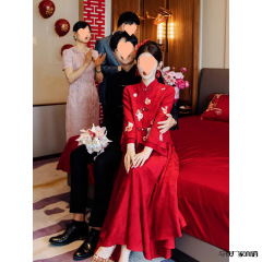 新しい中国風の乾杯ドレス花嫁 2025 新しい結婚式婚約赤いドレススカート女性の結婚改良されたチャイナドレスと路地