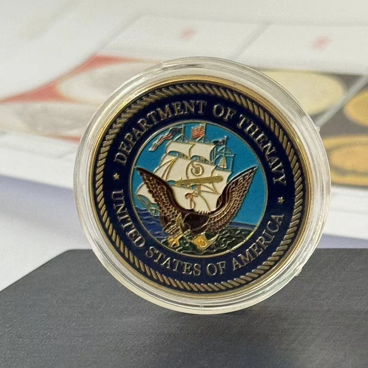 美国海军军徽硬币西奥多罗斯福号CVN-17航空母舰纪念章军迷收藏品