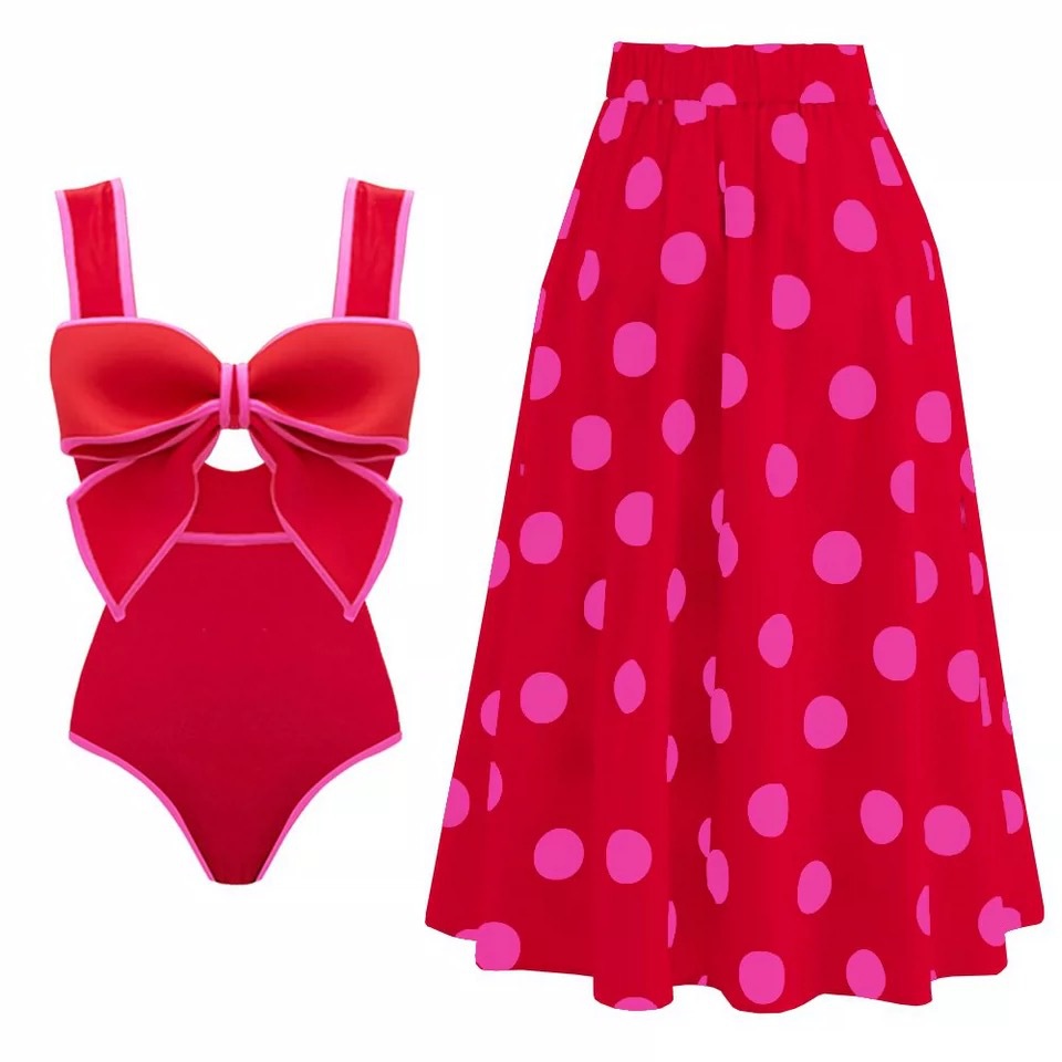 Women's Round Dots Bow Knot One-pieces Swimwear display picture 4