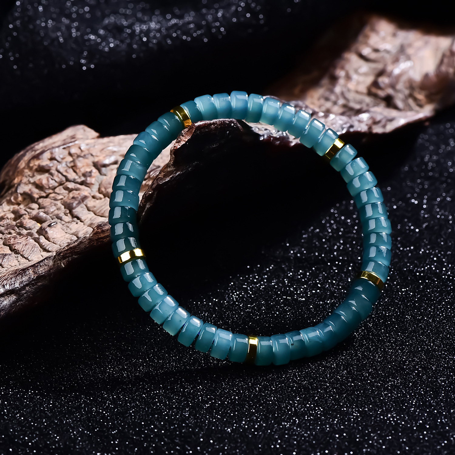 Natural Jadeite Blue Water High Ice Abacus Bead Bracelet with Spacer Beads, Jade Bracelet for Men and Women, Perfect Gift
