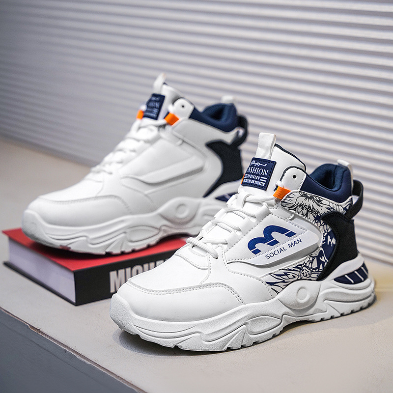 Zapatos de hombre de otoño nuevos zapatos de cuero para hombres, zapatos de deporte casuales al aire libre con suela gruesa, zapatos de moda universal.