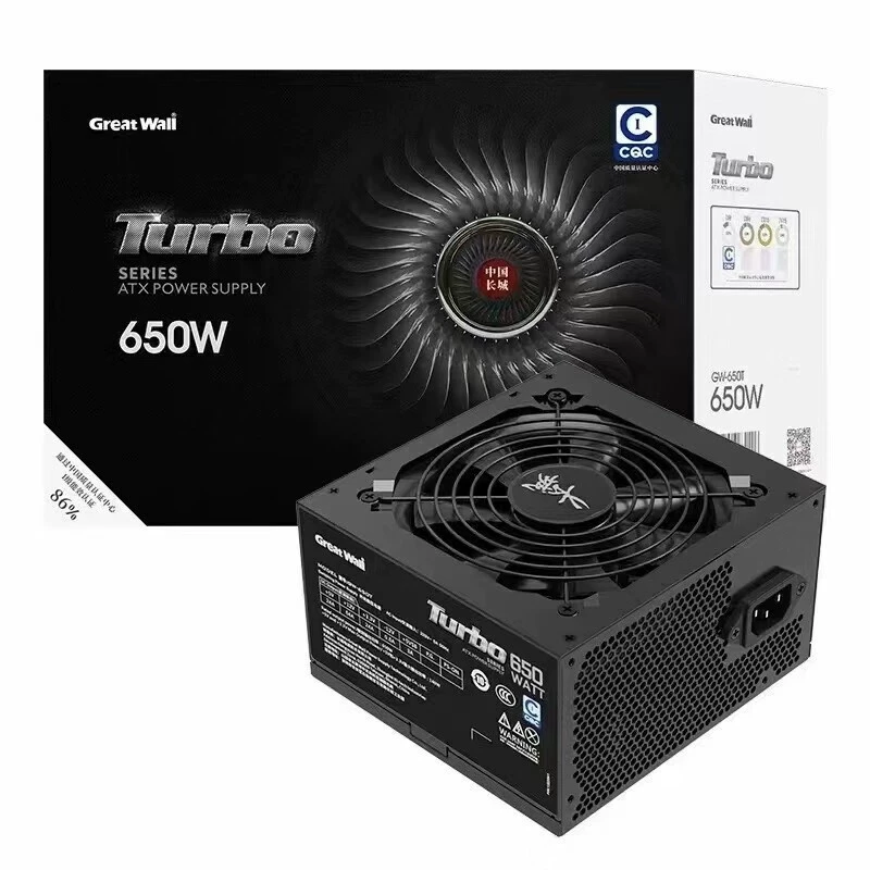 Надёжная система охлаждения Great Wall Turbo 650T с рейтингом 650Вт, контроль температуры/энергосбережение/CQC, поддерживает графическую карту 40 серии