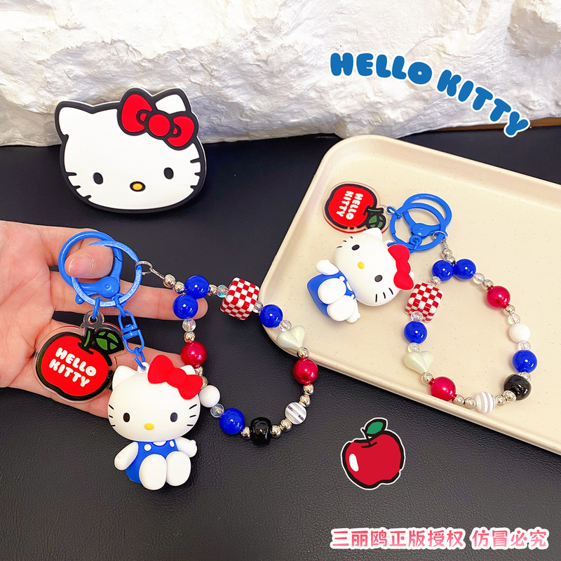正版hellokitty三丽鸥苹果系列钥匙扣包包公仔可爱玩偶书包挂件女|undefined