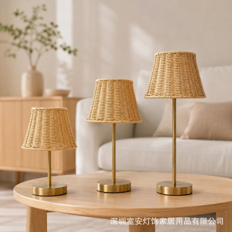 Solar-powered rattan table lamp, outdoor garden decorative light, intelligent light control, Type-C dual charging, waterproof camping night light Solar-powered rattan table lamp, outdoor garden decorative light, intelligent light control, Type-C dual charging, waterproof camping night light