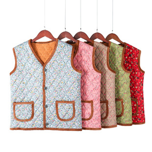 2025 New Winter Arctic Velvet Women's Vest Middle-Aged and Elderly Large Size Loose Brushed Milk Silk Floral Thermal Vest