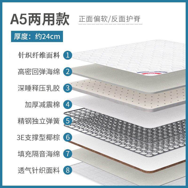 A5 부드럽고 단단한 이중 목적 + LaTeX + 독립 스프링 + 코코넛 야자