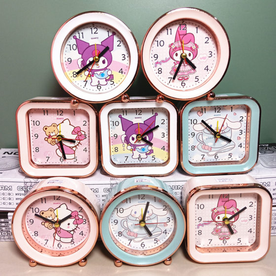 Foreign trade kulomi melody dog square alarm clock cute cat round clock desktop ornaments gift