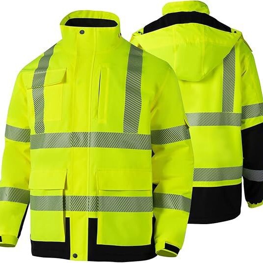 Hi Vis Men Security Jacket Waterproof High Visibility Graphene Heated Reflective Bomber Work Jacket
