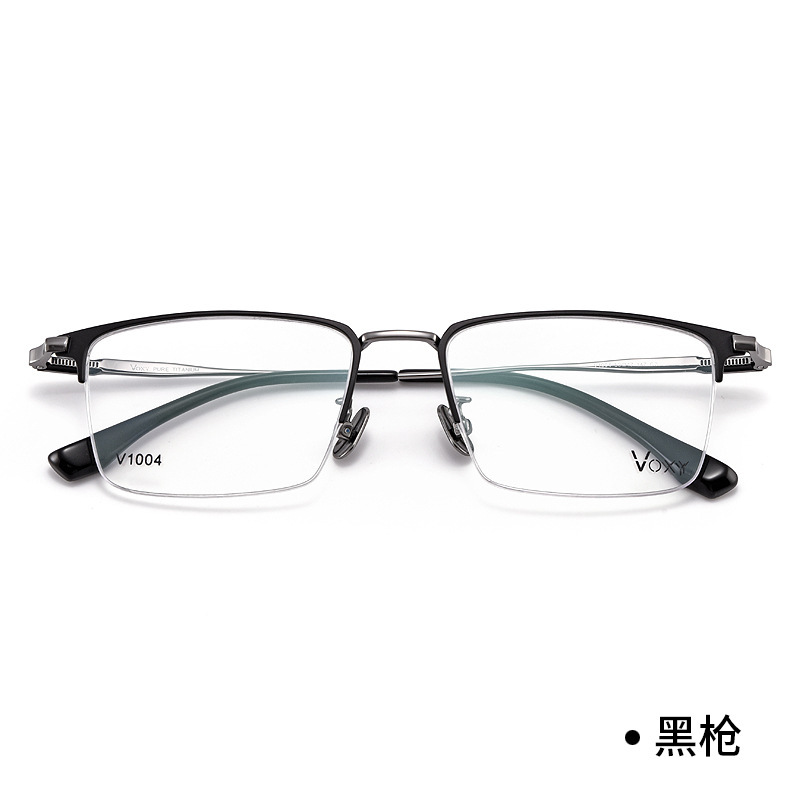 VOXY新款超轻纯钛男士商务休闲半框眼镜框批发大框大脸可配有度数|undefined