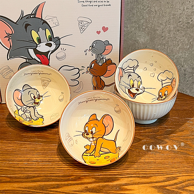 トムとジェリーのライスボウル家庭用子供のかわいい漫画セラミック食器セット新築祝いのお土産誕生日ギフト|undefined