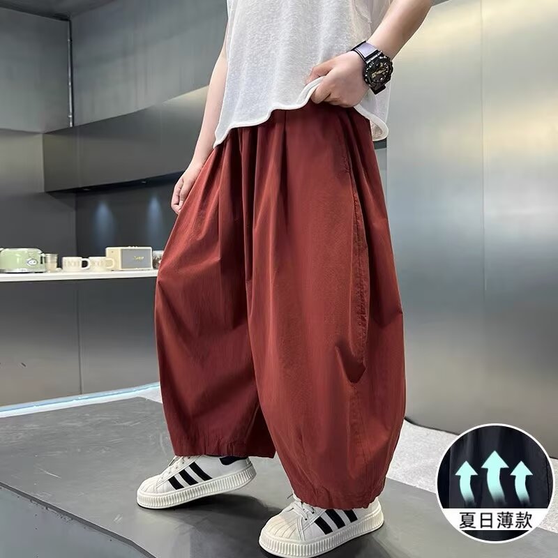 Boys' Summer Thin Pants 2025 New Children's Summer Cropped Pants Big Kids Summer Casual Pants Stylish Loose Trendy