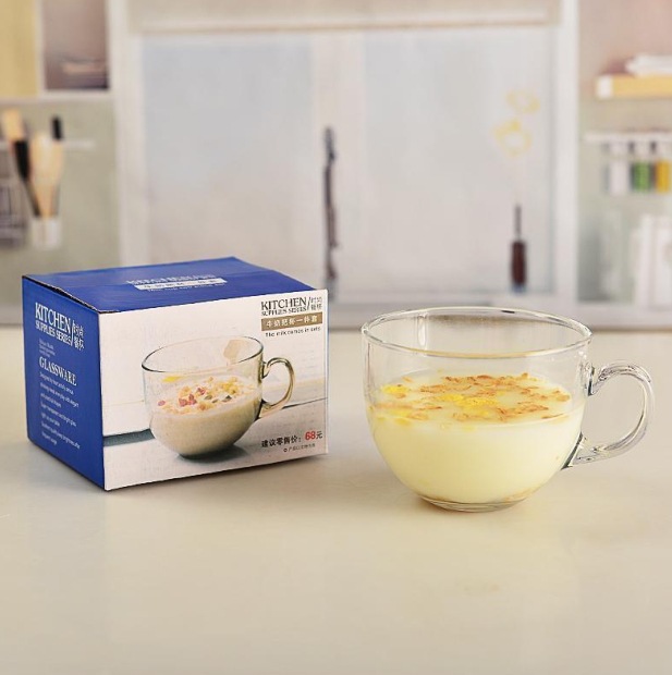 ins风高颜值早餐玻璃杯 带盖带勺带把手泡茶水牛奶大容量杯子批发