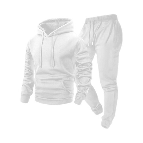 Hot-selling autumn and winter men's solid color hoodie hoodie suit casual foot-tight pants for men can be printed with logo