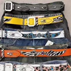 Rhinestone Belt Rivet Belt Manhattan New Belt Western Cowboy Gothic Dark Belt