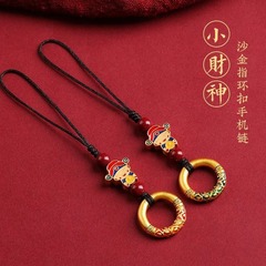 中国風砂金小財神朱砂携帯電話チェーンペンダント携帯電話ケースバッグ指環バックル幸運飾り